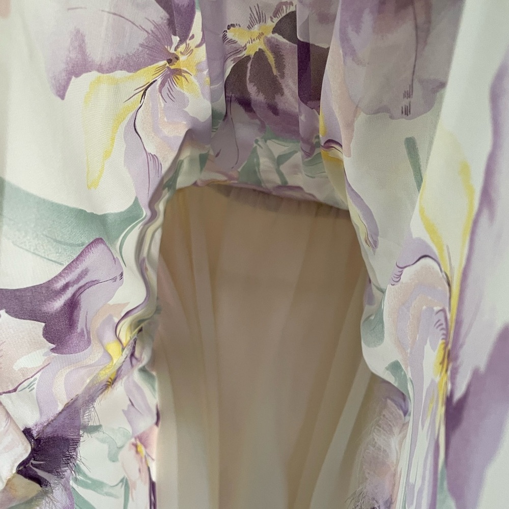 Vintage “Badgley Mischka” flowy shirred 80s/20s style billowy chiffon dress - Picture 7 of 9